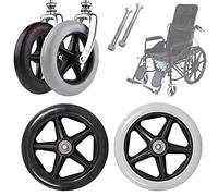 Parti di ricambio per sedia a rotelle, colore nero e grigio (2 pezzi) per sedia a rotelle con cuscinetto da 5/16 (8 mm), ruote di ricambio ideali per deambulatori, deambulatori e sedie a rotelle