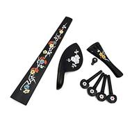 Parti di ricambio per violino 1 set 4/4 accessori per violino in ebano, motivo intarsiato cordia+pioli di sintonizzazione+puntine terminali+mento/supporto mento+tastiera (colore: modello 2)
