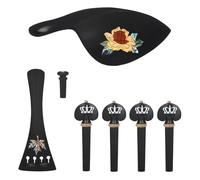 Parti di ricambio per violino Set Di Accessori Per Violino Piastra Per Corde Asta Per Corde Piroli Per Coda Appoggiaguancia Gusci Color Ebano(Rose 4/4)