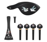 Parti di ricambio per violino Set Di Accessori Per Violino Piastra Per Corde Asta Per Corde Piroli Per Coda Appoggiaguancia Gusci Color Ebano(Magpie 4/4)