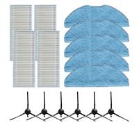 Parti di ricambio per X-Plorer S135 Plus, filtro HEPA, spazzola laterale, kit di panni per mocio, compatibili con robot aspirapolvere RR91C5WH, nylon e microfibra, 4 filtri, 5 panni, 6 Bru