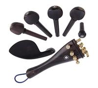 Parti di Violino A Natrual In Legno Di Ebano 4/4 Accessori Per Violino Set Di 4 Pezzi Di Pioli, Mentoniera, Perno Di Chiusura, 4 Pezzi Di Accordatori Dorati, Coda Di Budello accessori per violino