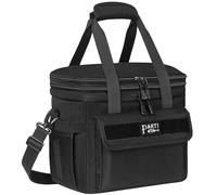 PARTI FISH Borsa Termica Porta Pranzo Grande Borsa Frigo per Adulto, 15-18L 2-Scomparti Regolabile 5-strati Termiche Vivande Borse Ermetico Impermeabile Antiperdite Mare Camping Lavoro, Moderno Nero
