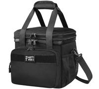 PARTI FISH Borsa Termica Porta Pranzo Media Borsa Frigo per Uomo Donna, 10-15L 2-Scomparti Regolabile 5-strati Termiche Portatile Pizza Cibo Freddo Caldo Lunch Cooler Bag Antiperdite, Classico Nero