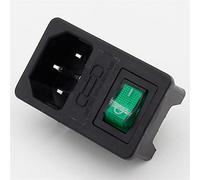 Parti in ottone! 5 pezzi! con fusibile 10A! Interruttore a bilanciere multicolore IEC 320 C14 Presa di corrente interruttore a CA(Green)