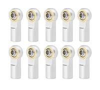 Parti per Auto RC per AXIAL per SCX10 D110 per Tamiya CC01 per Racing 1/10 10 Pezzi Metallo M3 Barra Collegamento in Alluminio Tirante Terminale Giunto Sferico Parti Ricambio per Auto RC(White)