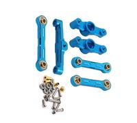 Parti per Auto RC per Tamiya per TT02 TT-02D 1/10 Cuscinetto A Sfera Alluminio Manovella Sterzo Assemblaggio Collegamento Set Ricambio RC Accessori Auto Drift Parti di Automobili(Blue)