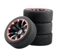 Parti Per HSP Per HPI 1/10 On-road RC Car 12mm Hex RC Per Auto Da Per Corsa Accessori 4 Pezzi Set Per Racing Foam Tire Wheel Rim Set(Red)