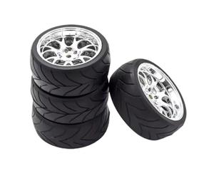 Parti Per HSP Per Redcat Per HPI Per Tamiya Exceed 1/10 RC Touring Car 144001 94123 94122 CS 4 Pezzi 66 Mm Pneumatici Strada Cerchioni Mozzo Esagonale 12 Mm