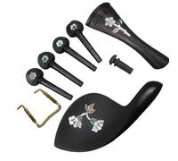 Parti professionali per violino in ebano nero con intarsi 4/4 cordiera pioli mentoniera con puntale a vite di bloccaggio accessori per violino