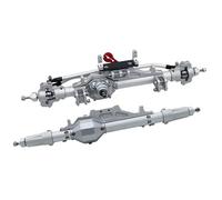 Parti RC Per Axial Per Wraith 90018 RR10 Per Capra 1.9 Per UTB 1/10 Assale Anteriore Posteriore Completo In Alluminio CNC Con Tirante Supporto Servo RC Crawler(Silver,Set)