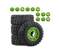 Parti Ricambi RC Per Traxxas Per Slash Per ARRMA Per Senton 1/10 Short Course Pneumatici Ruote Set 12/14/17mm Mozzo Esagonale Con 3 Adattatori RC Car Truck Off Road(Green,A)