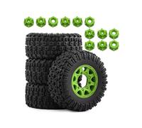 Parti Ricambi RC Per Traxxas Per Slash Per ARRMA Per Senton 1/10 Short Course Pneumatici Ruote Set 12/14/17mm Mozzo Esagonale Con 3 Adattatori RC Car Truck Off Road(Green,B)