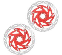 Parti Rotori Freno Moto Dischi freni per moto Rotore Centerlock per bici da 160 mm, rotore per freno a disco per bici da corsa MTB con dissipazione del calore da 140 mm(RED 140MM-2PC)