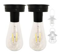 Parti superiori di ricambio per luce solare, 2 pezzi da 2, 75 pollici Parti superiori di ricambio per luce solare con lampadina, accessori per lanterne impermeabili per riparazione e aggiornamento d