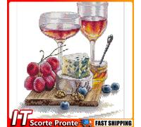 Partial Embroidery Eco-cotton Thread 14CT Printed Wine Cross Stitch Kit 28x30cm