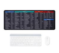 Partideal Keyboard Excel, tappetino per mouse con scorciatoie, tappetino per mouse da gioco super grande, antiscivolo, multifunzione, tappetino per tastiera, per ufficio, casa, scrivania, PC, laptop
