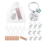 Partideal Set di 10 portachiavi di ringraziamento, regalo ispiratore, con 10 sacchetti in organza bianca e biglietti di ringraziamento, regali di apprezzamento per insegnanti, colleghi, infermieri,