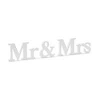 partideco DN5-008 - Scritta in Legno Bianca Mr & Mrs per Matrimonio 50 x 9.5 cm