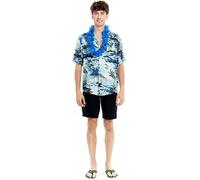 Partilandia | Camicia Hawaiana Palme blu da uomo (Taglia S)