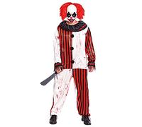 Partilandia Costume Clown Killer Adulto [Taglia L]【Taglie dalla S alla L】【Costume Clown Strisce rosse Insanguinato Halloween】 Costumi Halloween da uomo