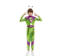 Partilandia Costume da alieno verde e viola per bambino 7-9 anni