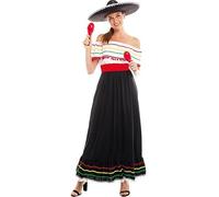 Partilandia Costume di bellezza messicana con gonna da donna, taglia S