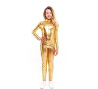 Partilandia Costume o tuta in metallo dorato per bambina 7-9 anni