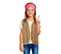 Partilandia | Gilet Hippie floreale arancione per bambini (taglia unica)