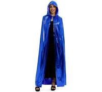Partilandia | Mantello con cappuccio metallizzato blu da 160 cm (taglia unica)