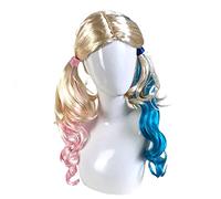 Partilandia Parrucca da donna Harley Quinn colori blu e rosso per Halloween o Carnevale