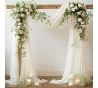 PARTISKY Tessuto drappeggiato per archi nuziali, 2 pannelli, 4,7 m, beige, in chiffon, decorazioni per cerimonie, ricevimenti, feste, sfondo a soffitto