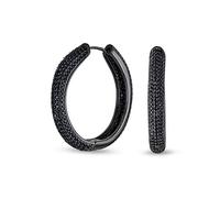 Partito Di Festa Cubic Zirconia Pave Grande Ampio Rotondo Dentro Fuori Orecchini A Cerchio Cz Nero Per Le Donne Prom Cocktail Nero Placcato
