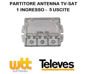 Partitore Divisore Splitter Antenna Tv Sat 1 INGRESSO 5 USCITE 543802 Televes