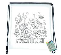 Partituki Gadget Compleanno Bambini 20 Zaini da Colorare e 20 Set di 5 Pastelli a Cera Colorati. Regalini Pignatta Compleanno Bambini. Con Certificato CE di Non Tossicità