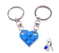 Partner portachiavi a forma di cuore per lego, coppia di portachiavi a forma di cuore, Blu, M