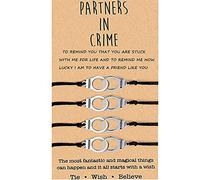 Partners in Crime for 2 Best Friends Manette BFF Bracciali per ragazze e donne Braccialetti dell'amicizia per coppie, mamma e figlia, 2 pezzi, con 2 cartoline messaggi, Metallo, non noto