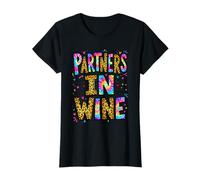 Partners in Wine Cheetah Pattern Grafica retrò Colorata Maglietta
