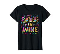 Partners in Wine Cheetah Pattern Grafica retrò Colorata Maglietta