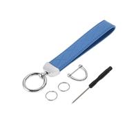 Partuto 1 Set Portachiavi Universale per Auto - Portachiavi per Casa Uomo Donna con Anello Resistente - PU Pelle Lega di Zinco Blu Argento Tono