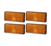 Partuto 4 riflettori universali da 5,6 x 2,5 cm, rettangolari, per moto e bici, per aumentare la visibilità e la sicurezza su strada, in plastica, colore arancione