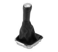 Partuto Pomello Cambio manuale a 5 velocità con copertura - Pomello Cambio auto - per Volkswagen Polo 2014-2017 Plastica Ecopelle nera Argento - 1 pz