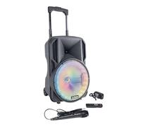 PARTY-10RGB - Party Light & Sound - speaker audio portatile leggera da 10 "/ batteria 400W con lettore USB, Bluetooth, sintonizzatore FM, microfono e telecomando a cavo/Su ruote e maniglia retrattil