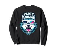 Party Animal Wolf with 3D Glasses Funny Rave Graphic Felpa