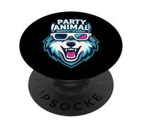Party Animal Wolf with 3D Glasses Funny Rave Graphic PopSockets PopGrip Adesivo