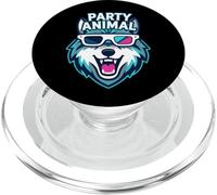 Party Animal Wolf with 3D Glasses Funny Rave Graphic PopSockets PopGrip per MagSafe