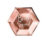 6 Piatti di Carta Bride Squad Oro Rosa 23 cm - Rosa - Taglia Unica