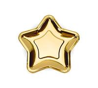 Party Deco CF 6 Piatti a Forma di Stella, Oro, Confezione, 6 unità