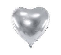 Party Deco Mylar Lamina Palloncino IN Forma Cuore Argento Metallizzato Ø 61 CM