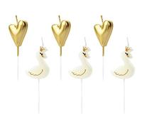 party-deco SCS-12 - 6 Candeline a Tema Lovely Swan Vari Colori 3,5 - 4 cm